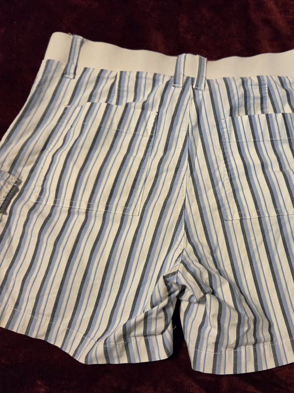 cargo shorts blue and white striped pattern mid rise fit size 12 - Picture 5 of 6